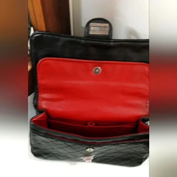 Calfskin synthetic luxury leather flap shoulder bag black 🖤 - Picture 15 of 16